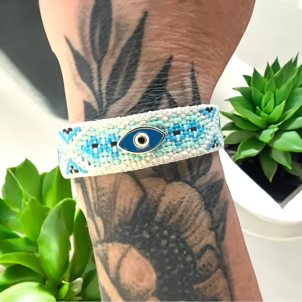 Aqua Evil Eye Pendant Bracelet, NWT